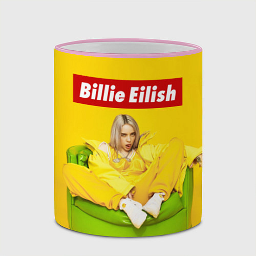 Кружка цветная Billie Eilish / 3D-Розовый кант – фото 2