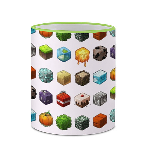 Кружка цветная Minecraft Cubes / 3D-Светло-зеленый кант – фото 2