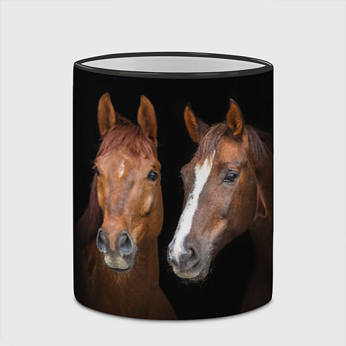Кружка цветная Лошади - пара гнедых / 3D-Черный кант – фото 2