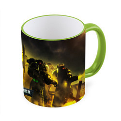 Кружка 3D Warhammer 40K - Космические Десантники, цвет: 3D-светло-зеленый кант