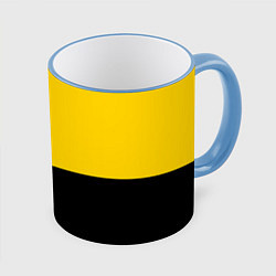 Кружка 3D BILLIE EILISH: Yellow & Black, цвет: 3D-небесно-голубой кант