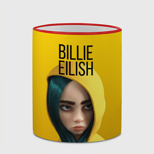 Кружка цветная BILLIE EILISH: Yellow Girl / 3D-Красный кант – фото 2