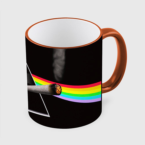 Кружка цветная PINK FLOYD / 3D-Оранжевый кант – фото 1