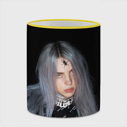 Кружка цветная BILLIE EILISH с Пауком / 3D-Желтый кант – фото 2