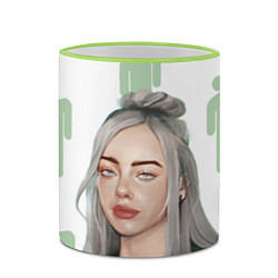 Кружка 3D Billie Eilish, цвет: 3D-светло-зеленый кант — фото 2