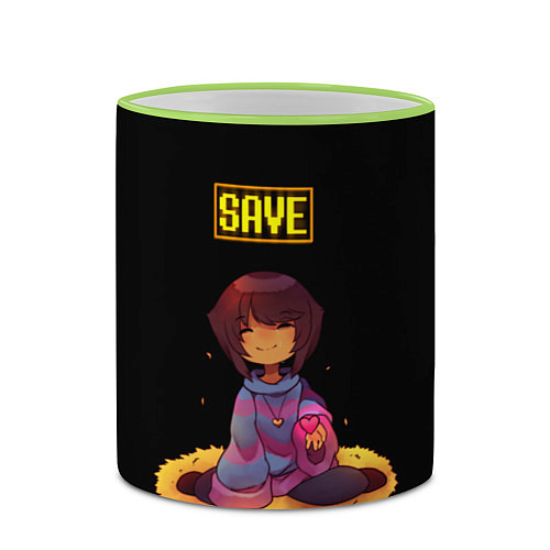 Кружка цветная UNDERTALE FRISK / 3D-Светло-зеленый кант – фото 2