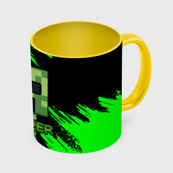 Кружка 3D MINECRAFT CREEPER, цвет: 3D-белый + желтый