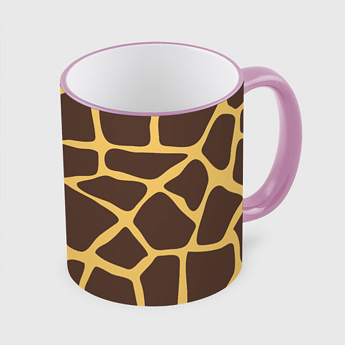 Кружка цветная Окрас жирафа / 3D-Розовый кант – фото 1