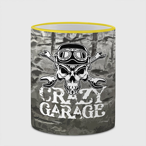 Кружка цветная Crazy garage / 3D-Желтый кант – фото 2