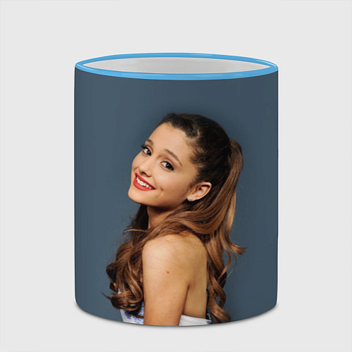 Кружка цветная Ariana Grande Ариана Гранде / 3D-Небесно-голубой кант – фото 2