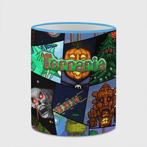Кружка цветная Terraria / 3D-Небесно-голубой кант – фото 2
