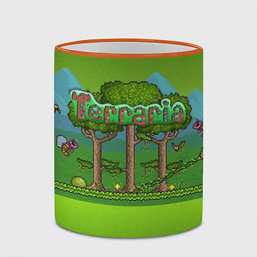 Кружка цветная Terraria / 3D-Оранжевый кант – фото 2