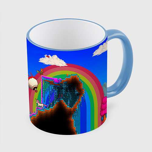 Кружка цветная TERRARIA GAME / 3D-Небесно-голубой кант – фото 1
