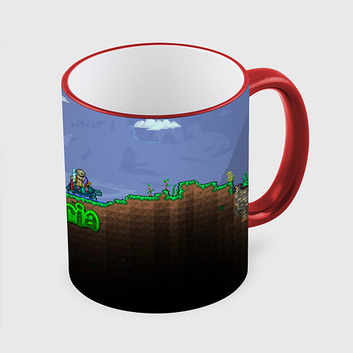 Кружка цветная Terraria game / 3D-Красный кант – фото 1