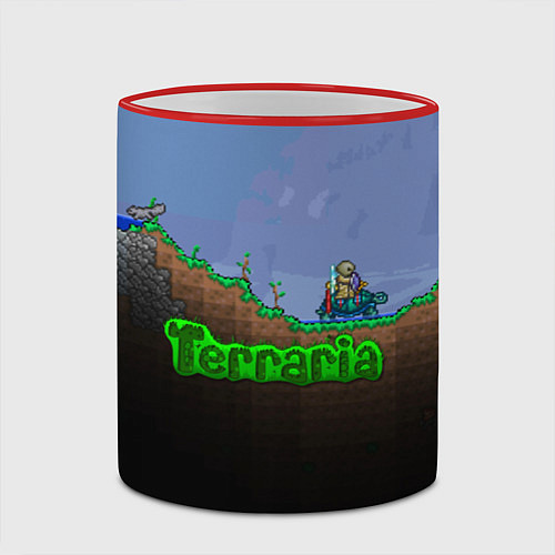 Кружка цветная Terraria game / 3D-Красный кант – фото 2