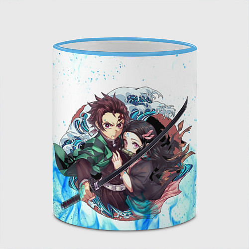 Кружка цветная KIMETSU NO YAIBA / 3D-Небесно-голубой кант – фото 2