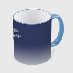 Кружка 3D Биплан, цвет: 3D-небесно-голубой кант