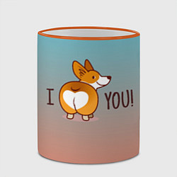 Кружка 3D I love you смешной корги, цвет: 3D-оранжевый кант — фото 2