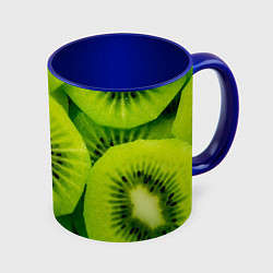 Кружка 3D Зеленый киви, цвет: 3D-белый + синий
