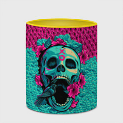 Кружка 3D Неоновый череп, цвет: 3D-белый + желтый — фото 2