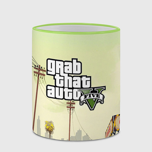 Кружка цветная GTA 5 / 3D-Светло-зеленый кант – фото 2