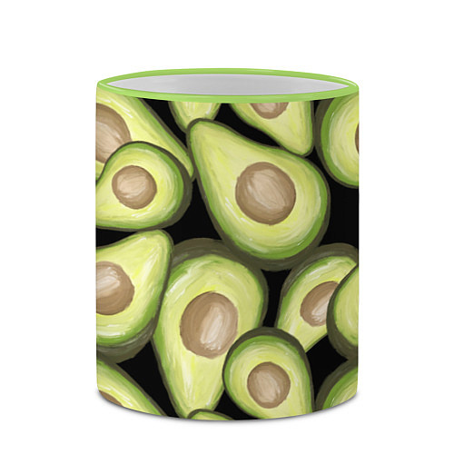 Кружка цветная Avocado background / 3D-Светло-зеленый кант – фото 2