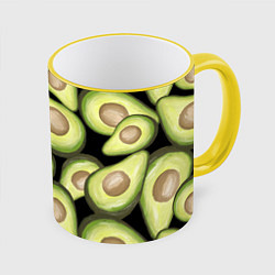 Кружка 3D Avocado background, цвет: 3D-желтый кант