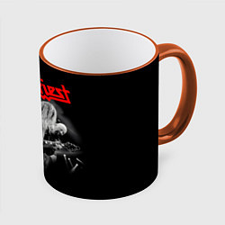 Кружка 3D JUDAS PRIEST, цвет: 3D-оранжевый кант