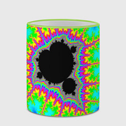Кружка 3D Фрактальная кислотная черная дыра - множество Манд, цвет: 3D-светло-зеленый кант — фото 2
