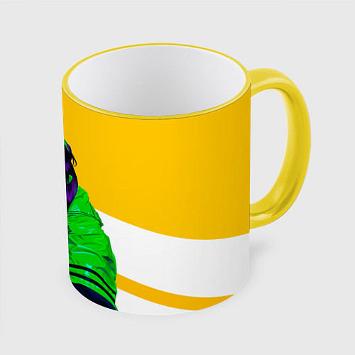 Кружка цветная Green Eilish / 3D-Желтый кант – фото 1