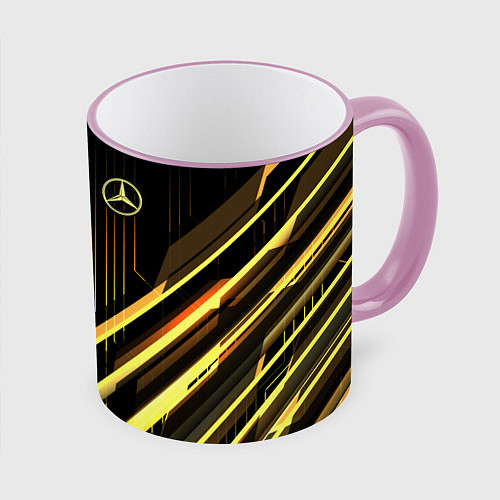 Кружка цветная Mercedes-Benz / 3D-Розовый кант – фото 1