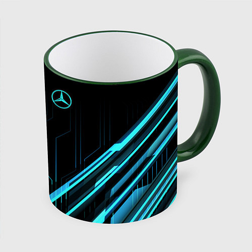 Кружка цветная Mercedes-Benz / 3D-Зеленый кант – фото 1
