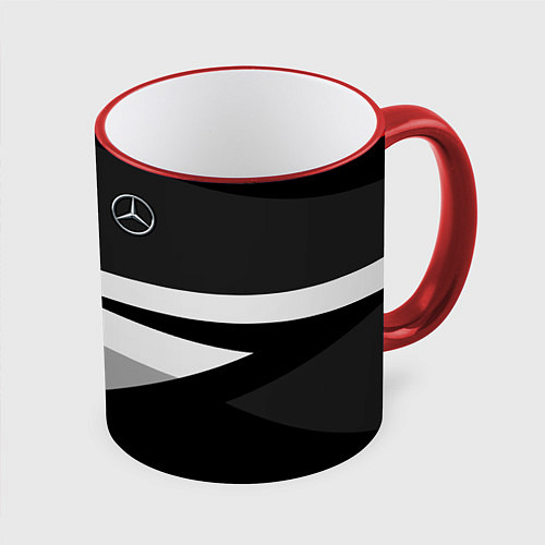 Кружка цветная Mercedes-Benz / 3D-Красный кант – фото 1