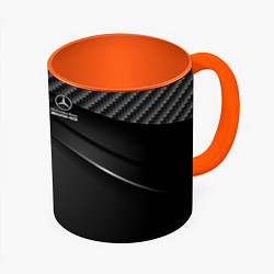 Кружка 3D Mercedes-AMG, цвет: 3D-белый + оранжевый