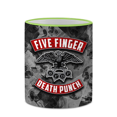 Кружка цветная Five Finger Death Punch / 3D-Светло-зеленый кант – фото 2