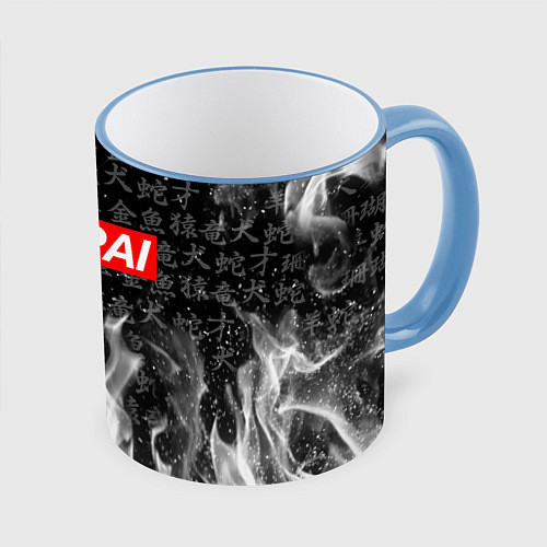 Кружка цветная SENPAI / 3D-Небесно-голубой кант – фото 1