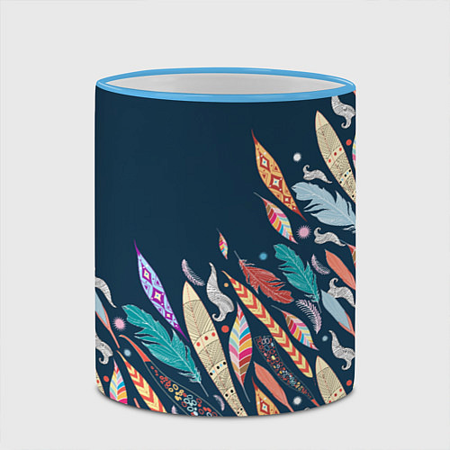 Кружка цветная Перья / 3D-Небесно-голубой кант – фото 2