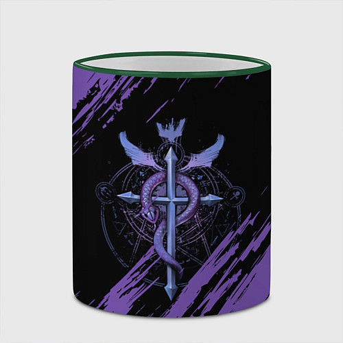 Кружка цветная Стальной алхимик / 3D-Зеленый кант – фото 2