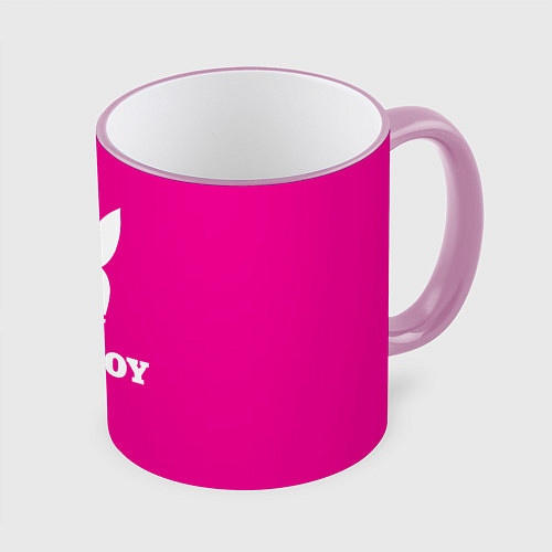 Кружка цветная PLAYBOY / 3D-Розовый кант – фото 1