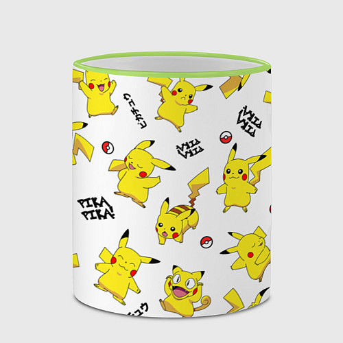 Кружка цветная ПИКАЧУ / 3D-Светло-зеленый кант – фото 2