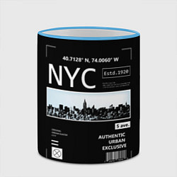 Кружка 3D Off-White: NYC, цвет: 3D-небесно-голубой кант — фото 2