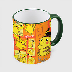 Кружка 3D Pikachu, цвет: 3D-зеленый кант