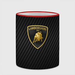 Кружка 3D Lamborghini logo n carbone, цвет: 3D-красный кант — фото 2