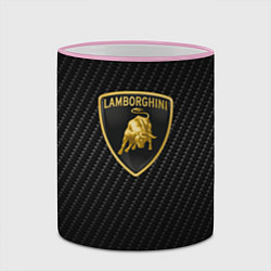 Кружка 3D Lamborghini logo n carbone, цвет: 3D-розовый кант — фото 2