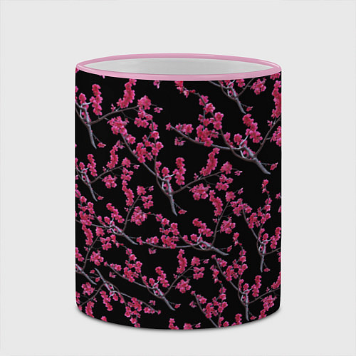 Кружка цветная Ветка сакура / 3D-Розовый кант – фото 2