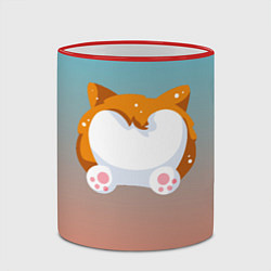 Кружка 3D Милый корги, цвет: 3D-красный кант — фото 2