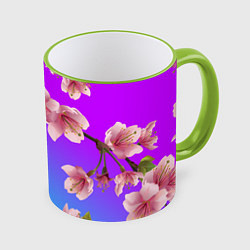Кружка 3D САКУРА ВИШНЯ, цвет: 3D-светло-зеленый кант