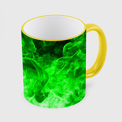 Кружка 3D ОГОНЬ GREEN NEON, цвет: 3D-желтый кант