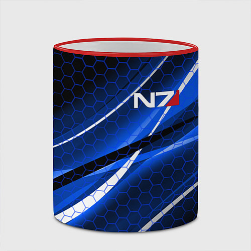 Кружка цветная MASS EFFECT N7 / 3D-Красный кант – фото 2