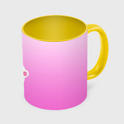 Кружка 3D Розовая лапка с подушечками, цвет: 3D-белый + желтый